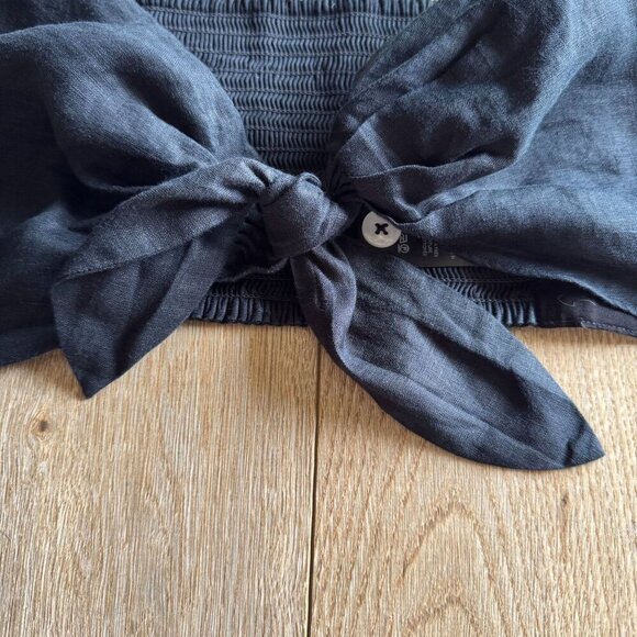Anthropologie Maeve Black 100% Linen Tie Front Summer Boho Crop Bra Top Size 2X - Picture 4 of 12